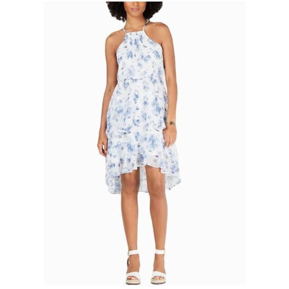 Tommy Hilfiger Womens Floral Capri Polished Dress White Blue Sz 16 T9EBH650